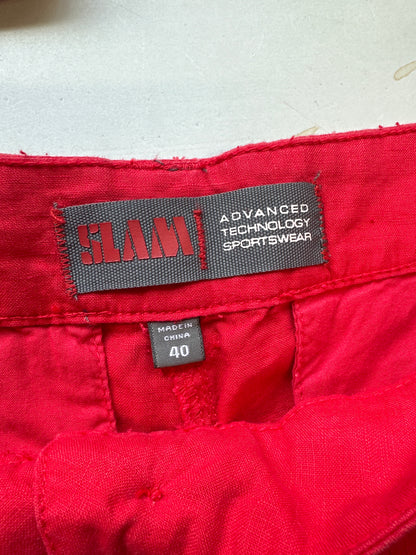 red linen capri trousers