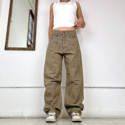 khaki baggy denim jeans