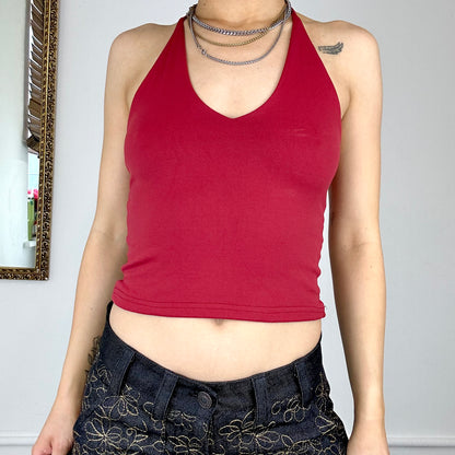 00’s red halter neck top