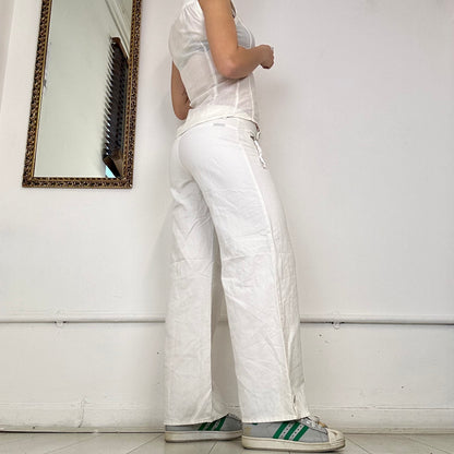 calvin klein white wide leg trousers