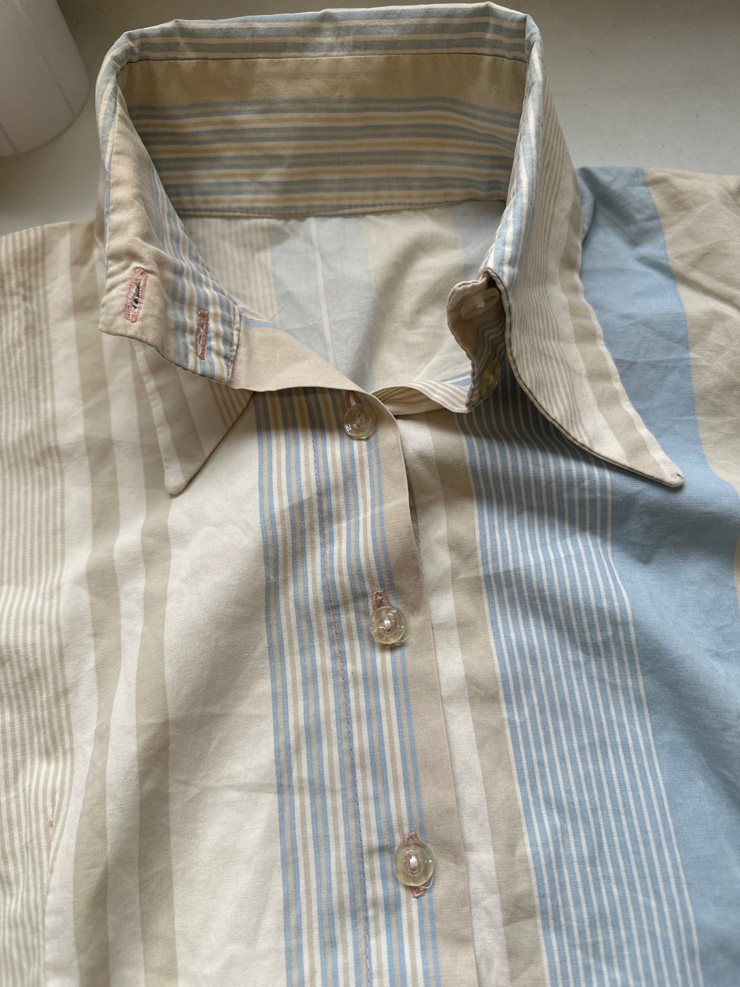 90's button up blue striped blouse