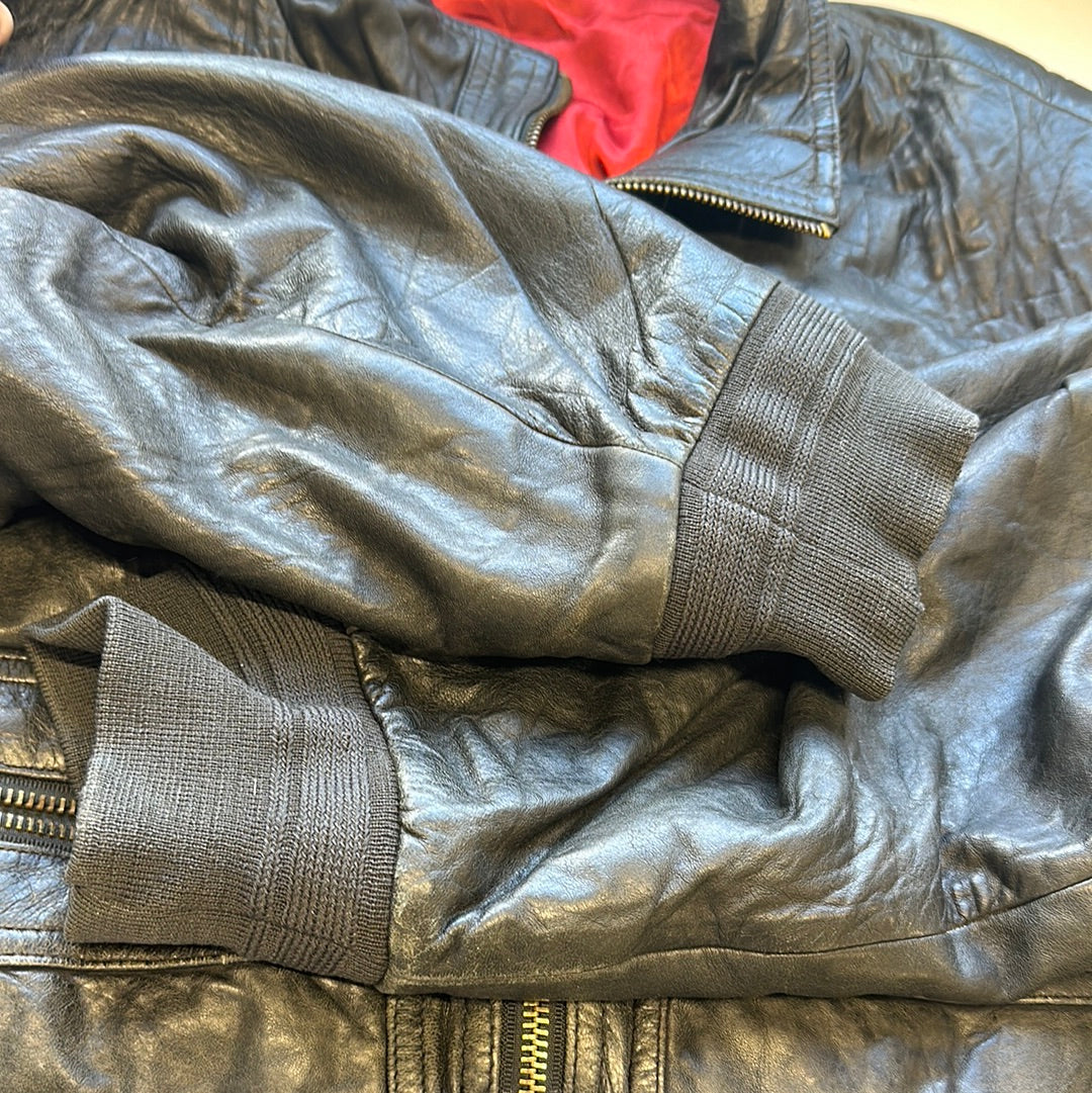 black bomber leather jacket