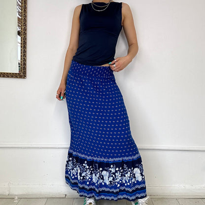 blue floaty maxi skirt