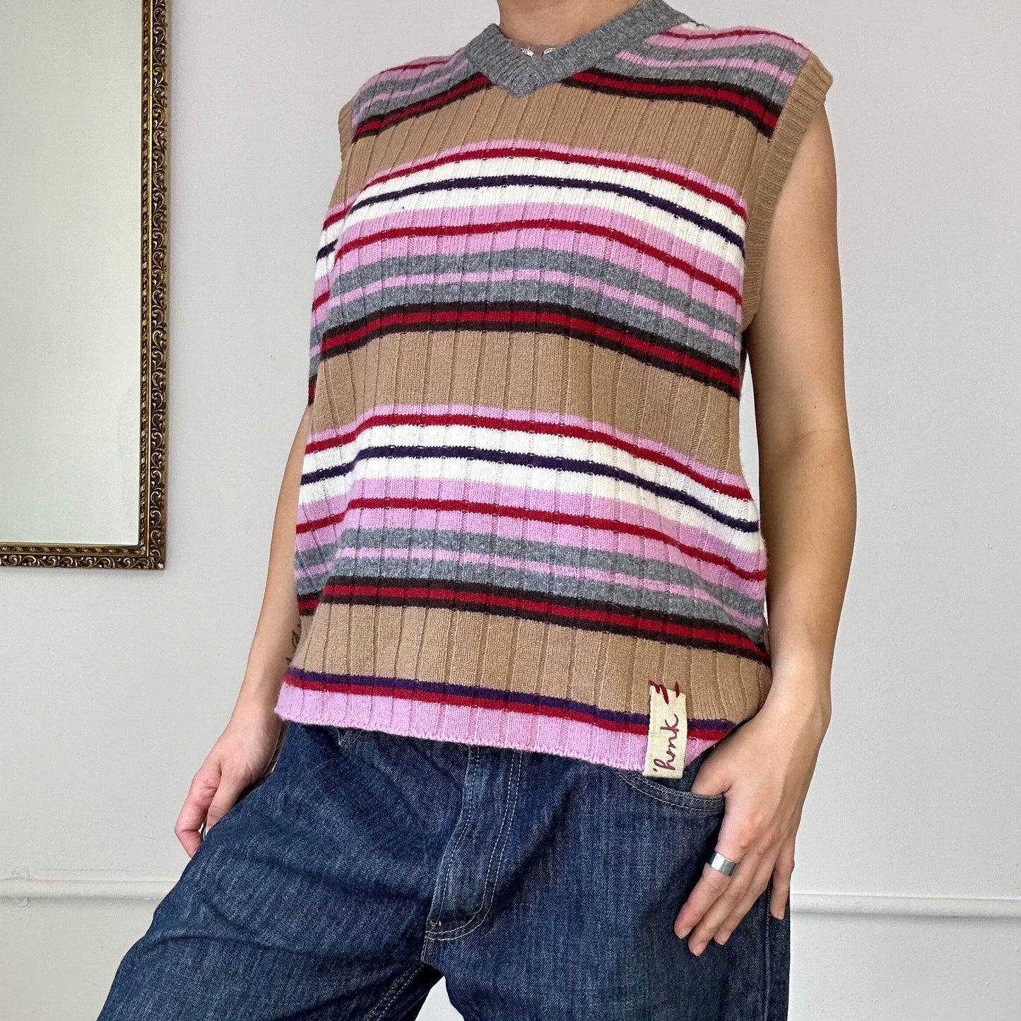 colourful striped sweater vest