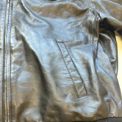 oversized black leather jacket