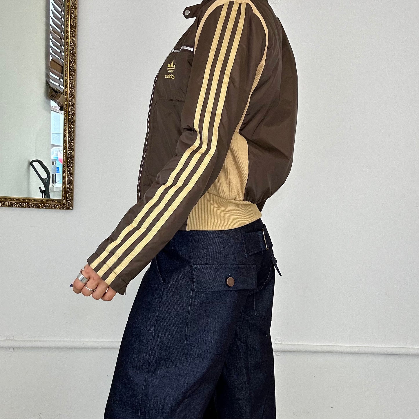 rare vintage brown adidas zip up jacket