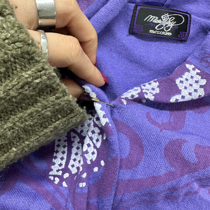 2000's purple graphic print jumper