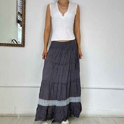 grey tiered flowy maxi skirt