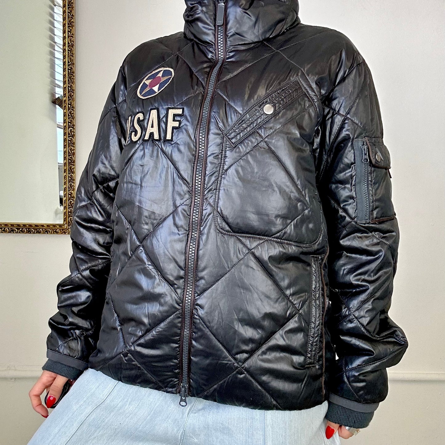 Avirex black puffer coat