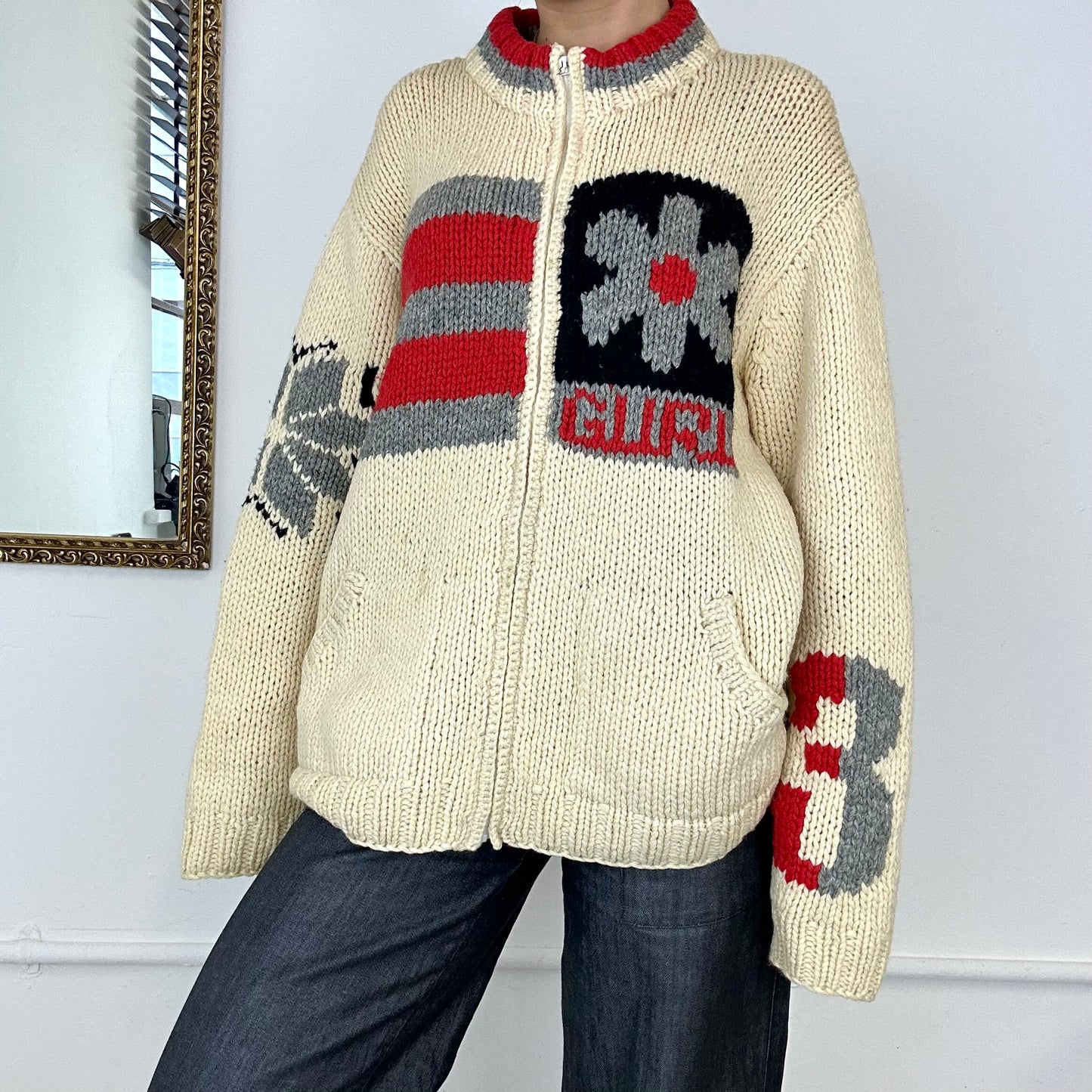 2000’s zip-up knitted jumper by Guru