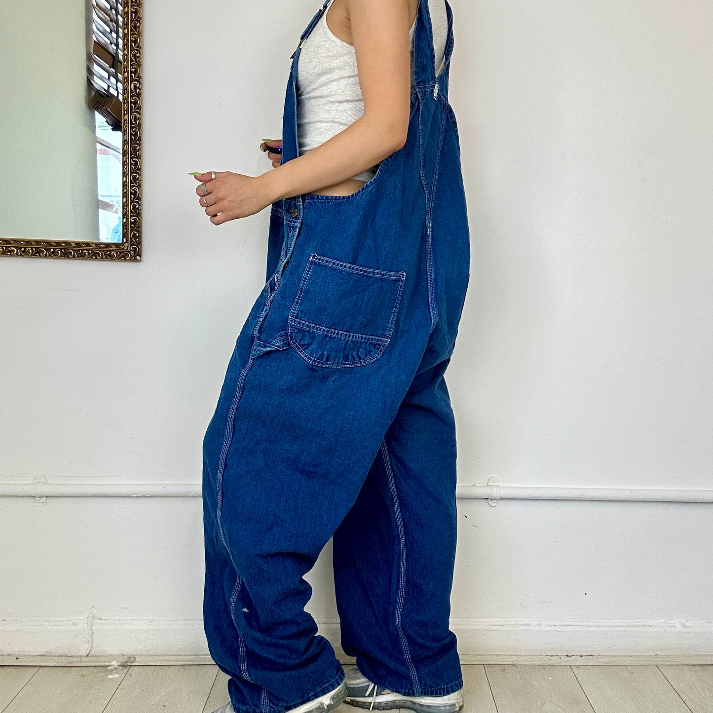 baggy dark wash denim dungarees by liberty