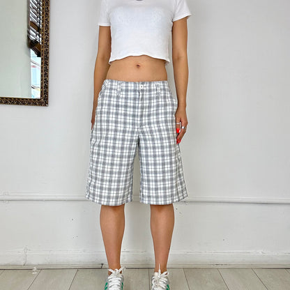 grey and white checkered shorts by quiksilver