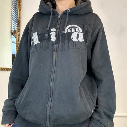 2000's fur lined zip up hoodie by animal