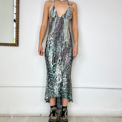 extro snake print slinky maxi dress