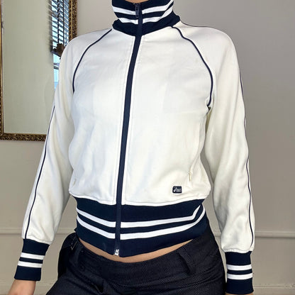 2000's white asics zip up track top