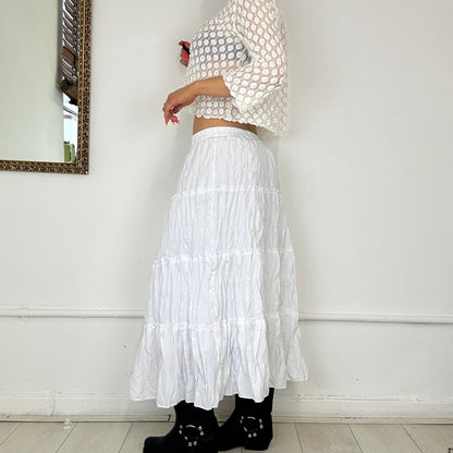 vintage white tiered maxi skirt