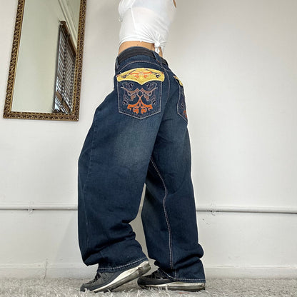 00s baggy skate jeans with embroidered detailing