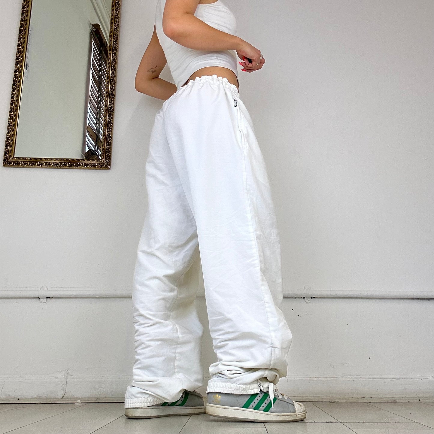 adidas baggy white tracksuit trousers