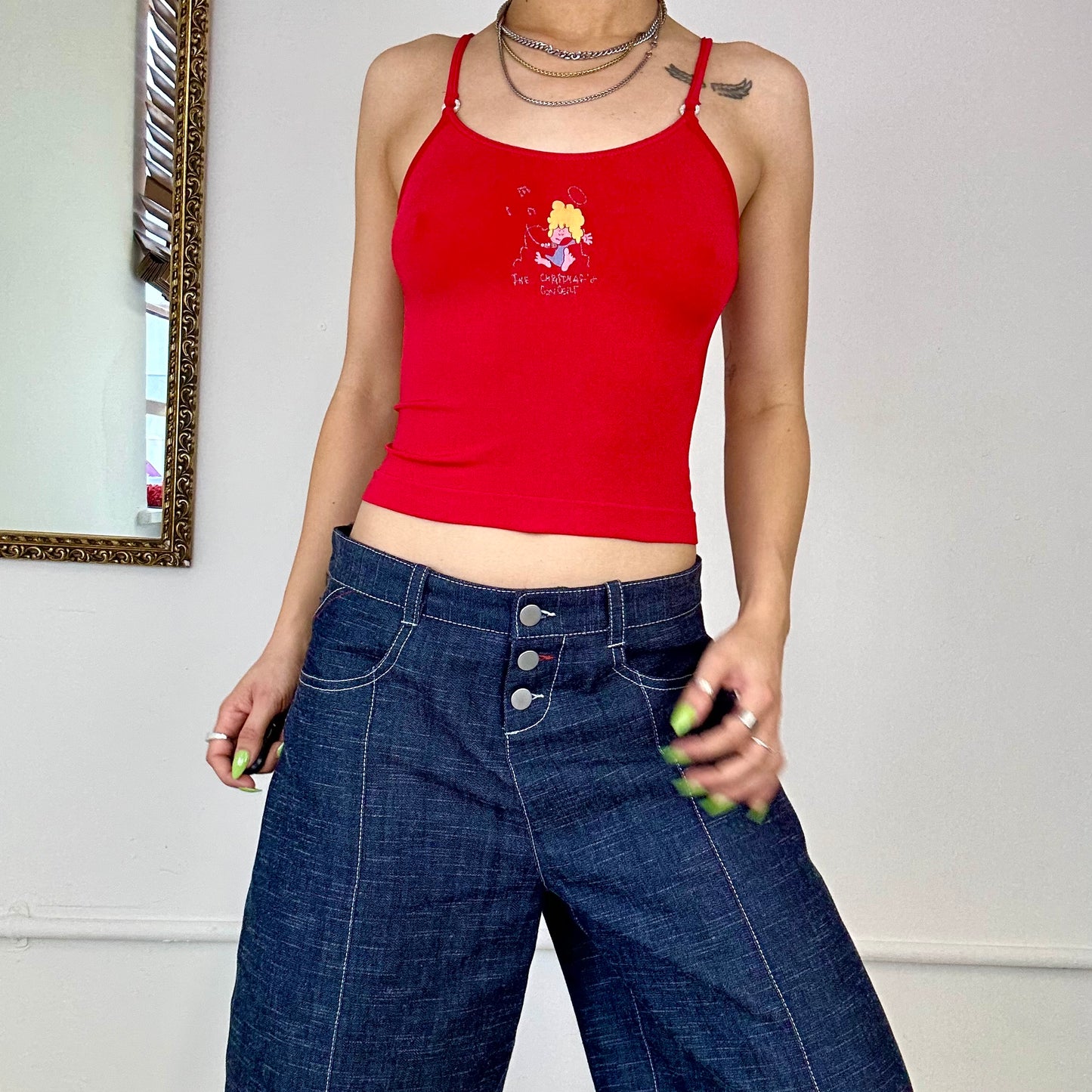 2000's red strappy tank top