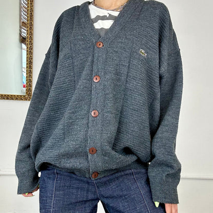 vintage grey lacoste cardigan