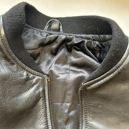 vintage black oversized leather jacket