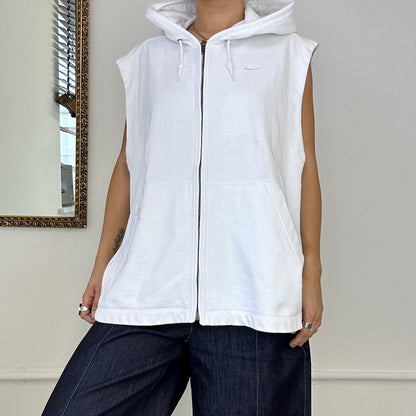 vintage white zip up sleeveless nike hoodie