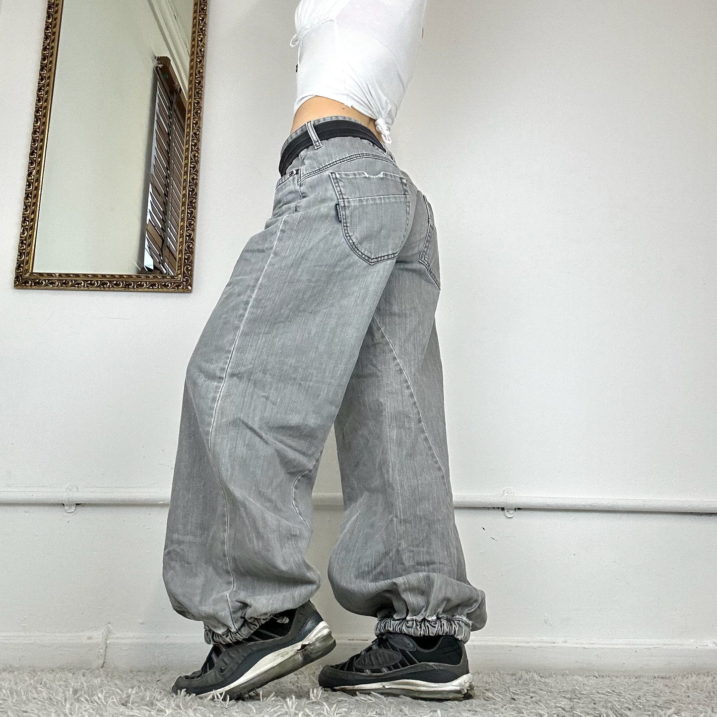 90's grey baggy cuffed jeans