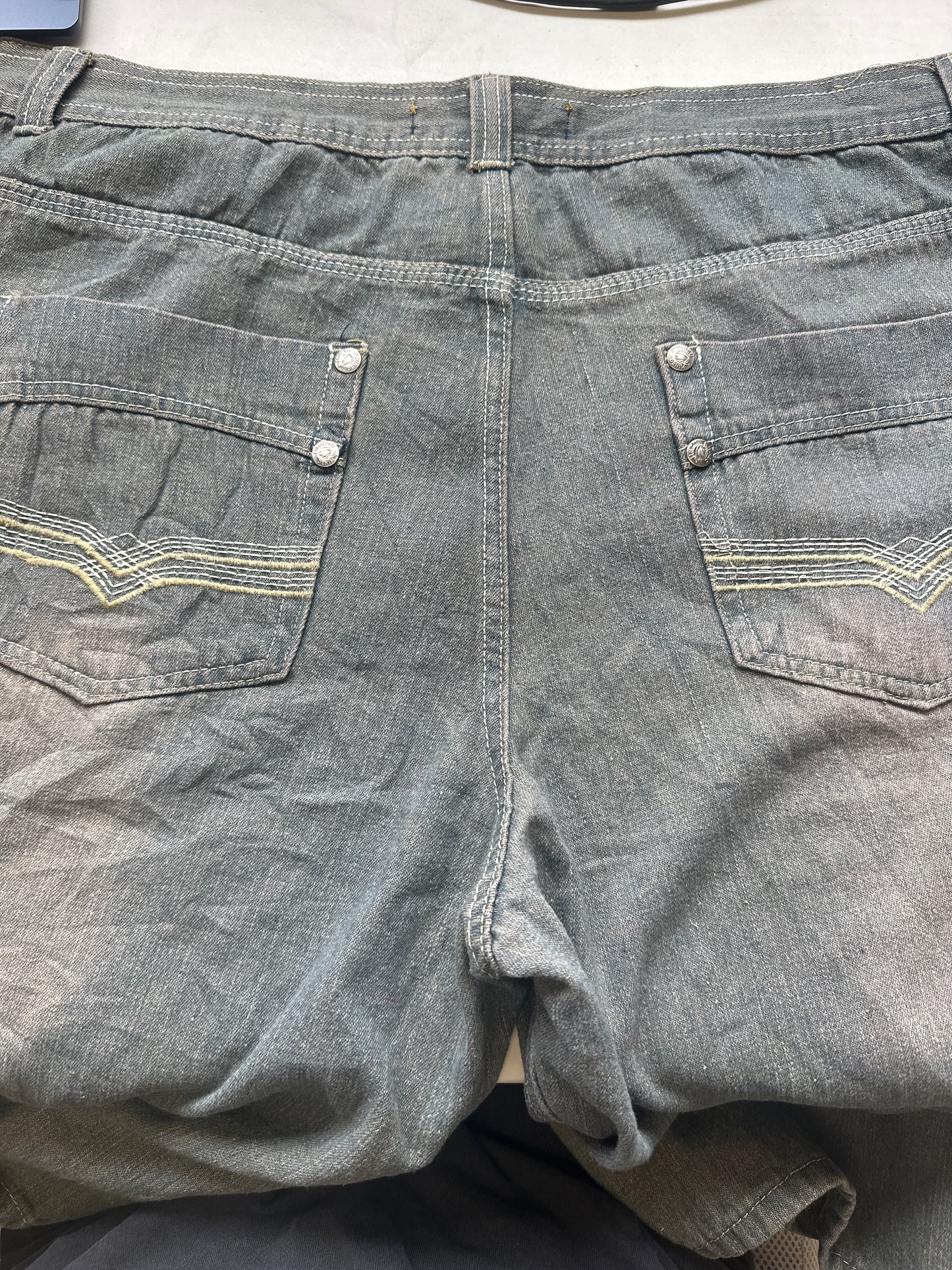 2000's long washed grey denim shorts