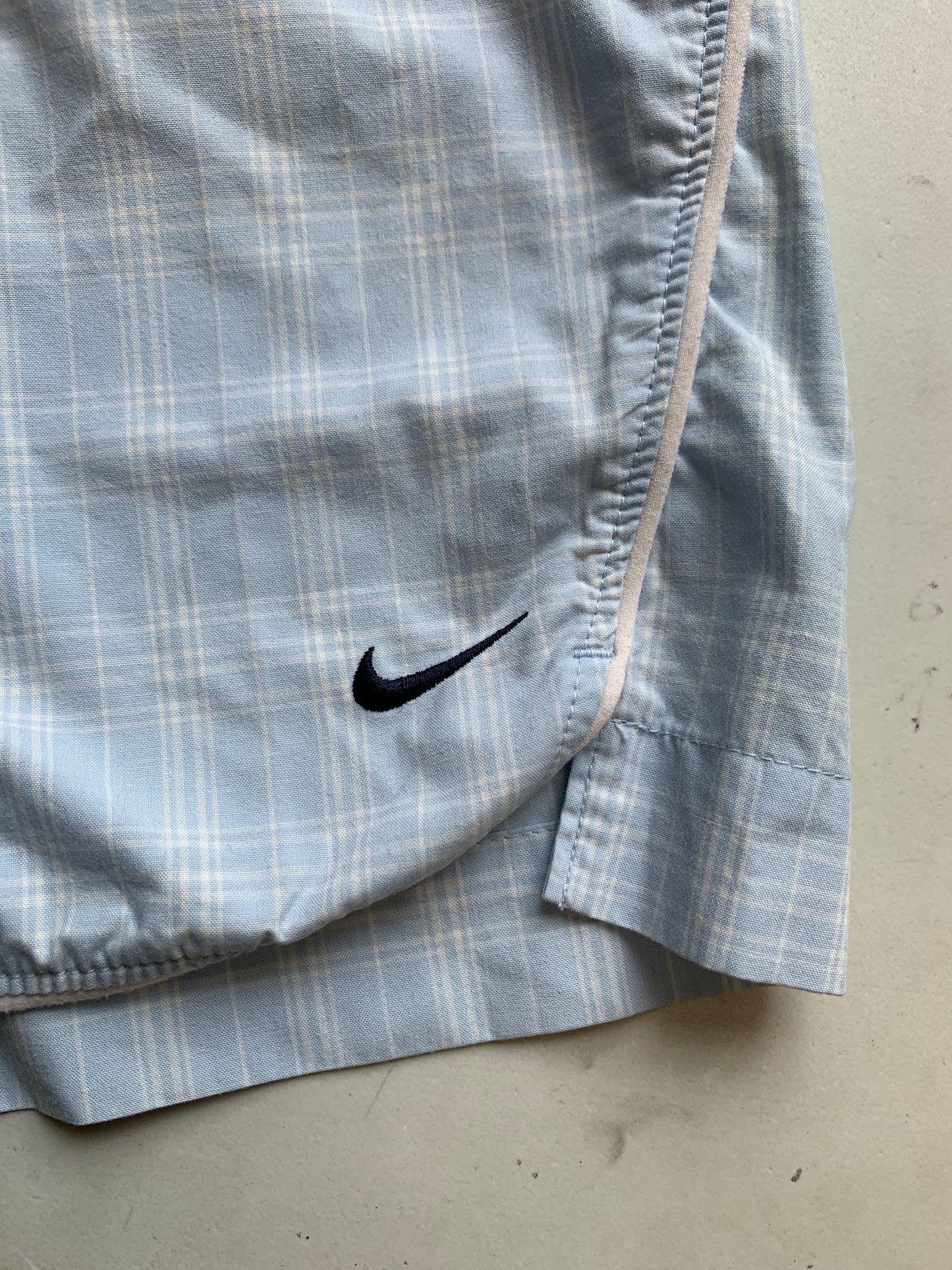 light blue check baggy shorts by nike