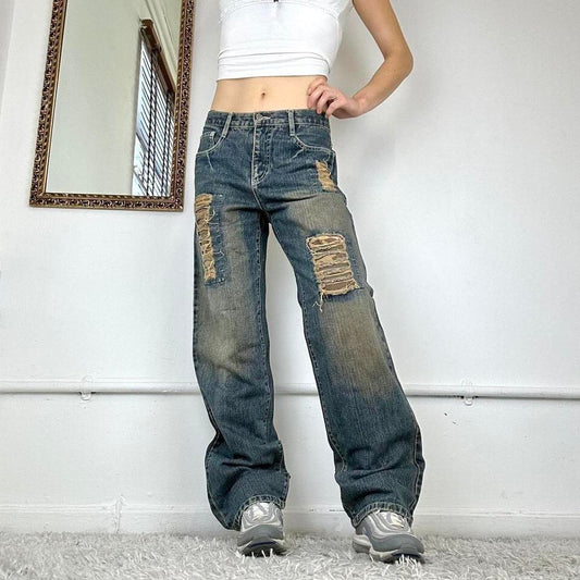 wide leg distressed jeans by dermdon