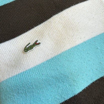 stripy lacoste v neck jumper