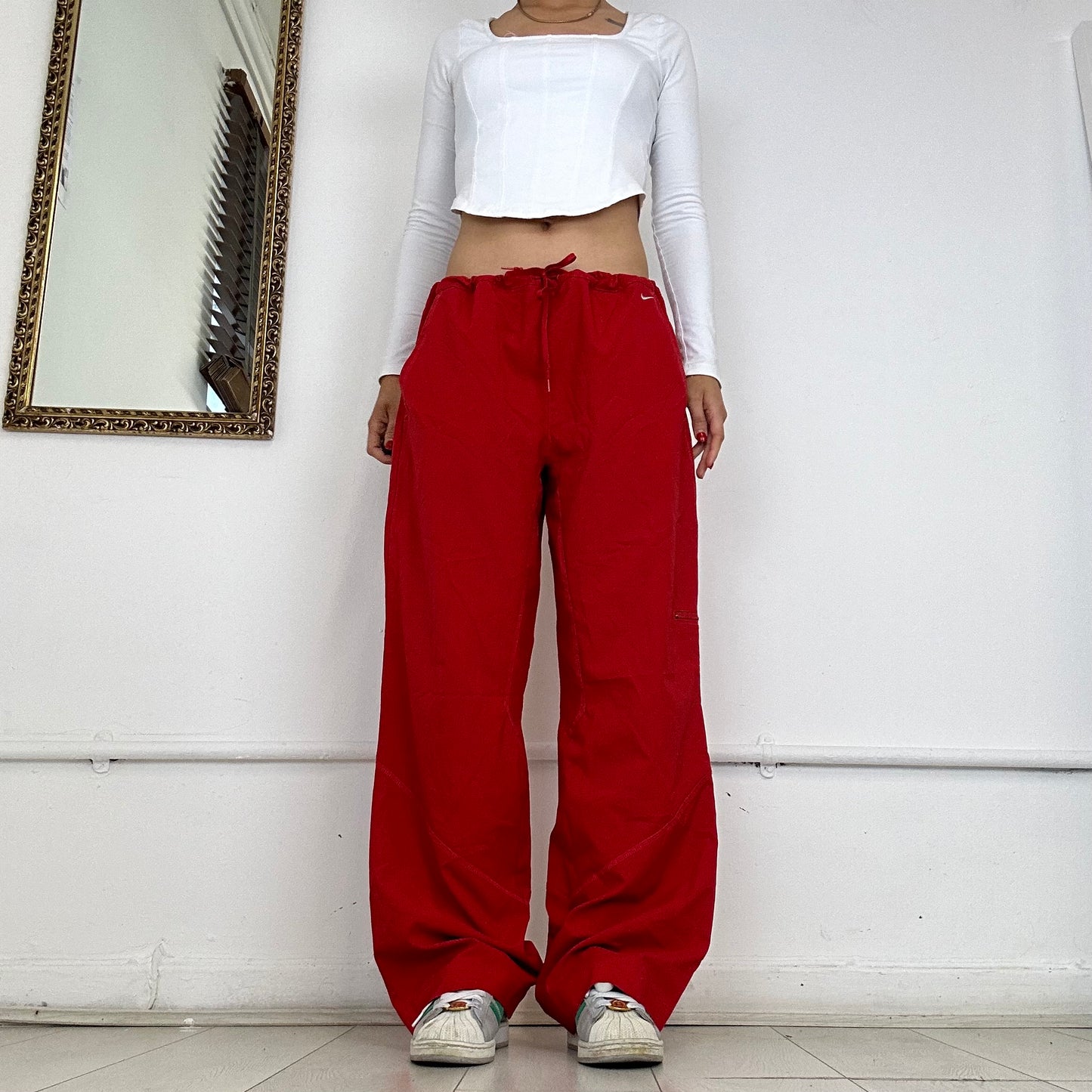 red vintage nike tracksuit bottoms