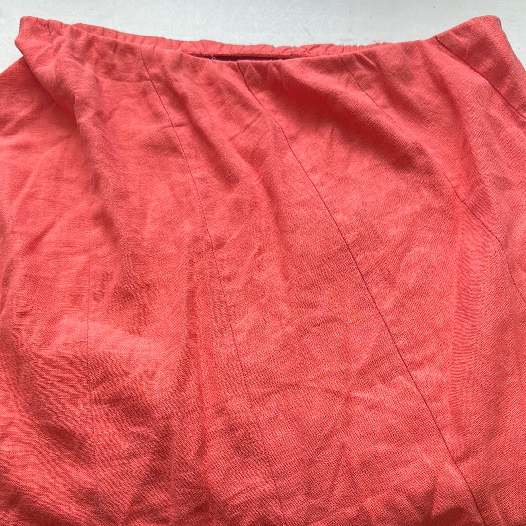 00s pink linen midi skirt