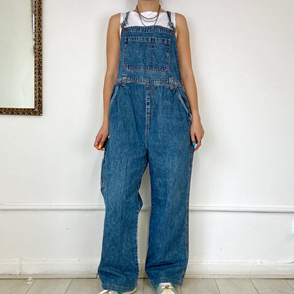 baggy mid wash denim dungarees