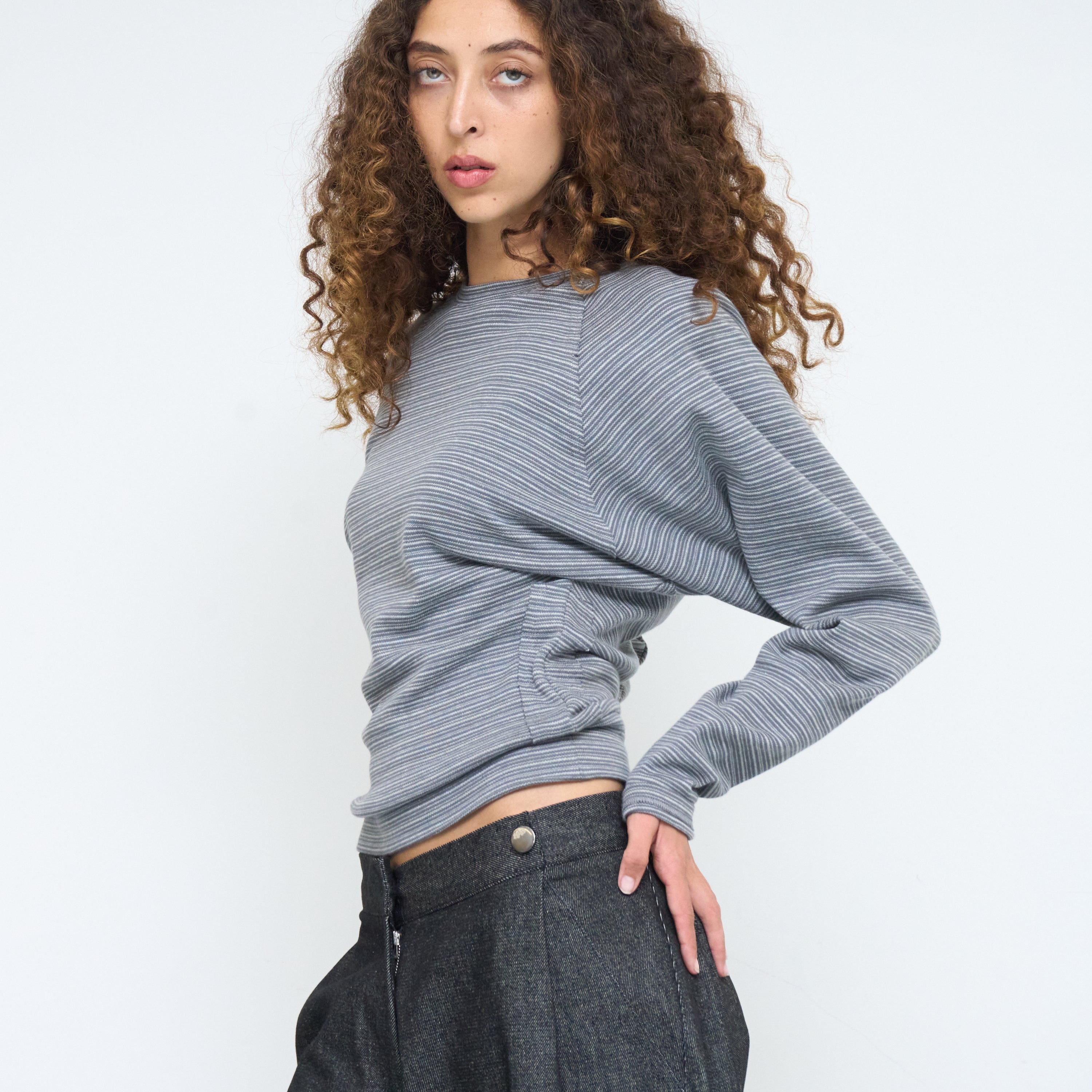 robin top - grey stripe