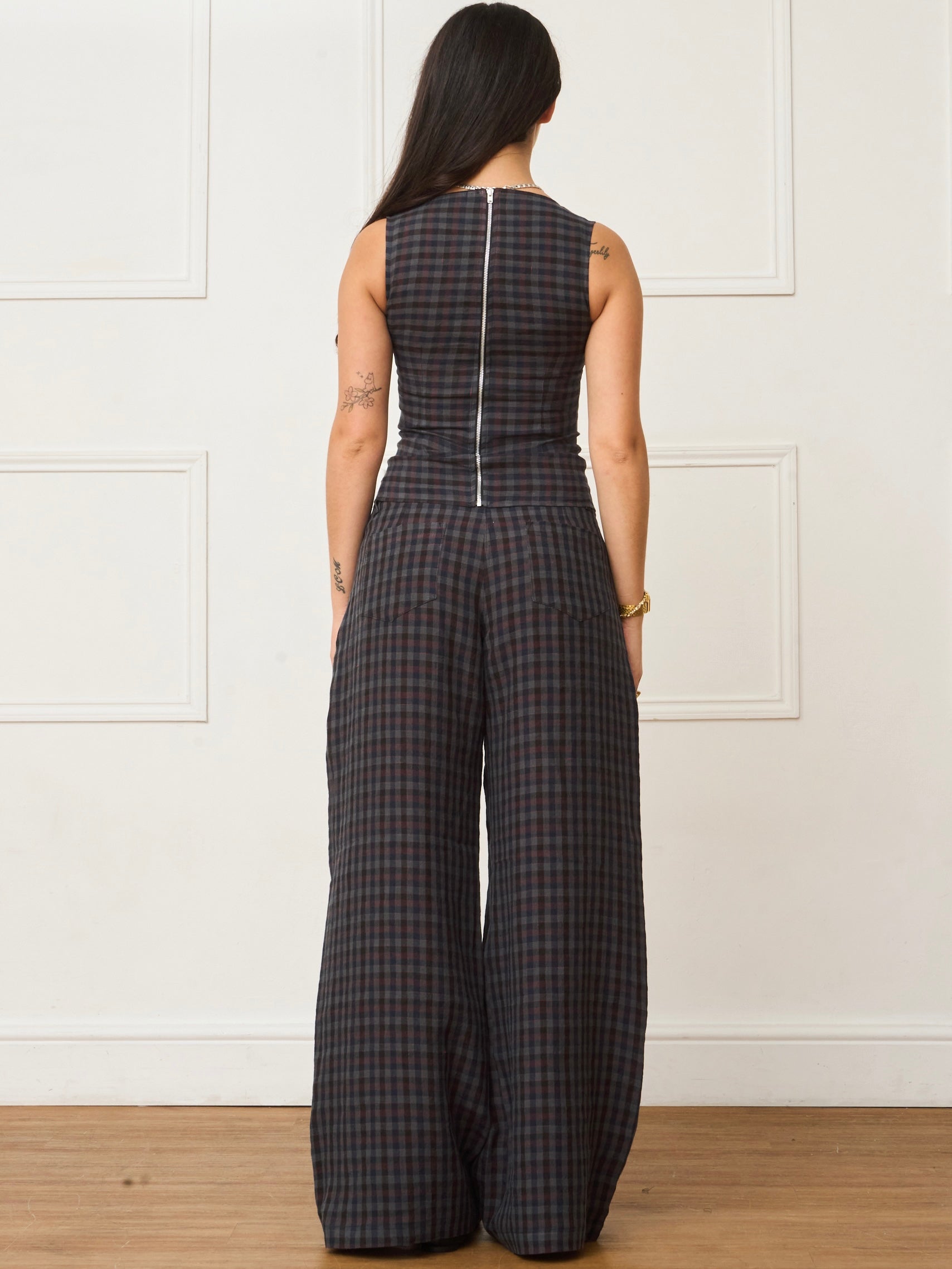 parker trouser - gingham linen