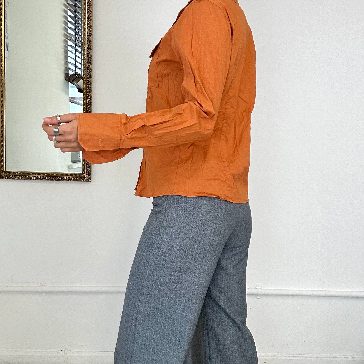 2000'sorange long sleeve blouse