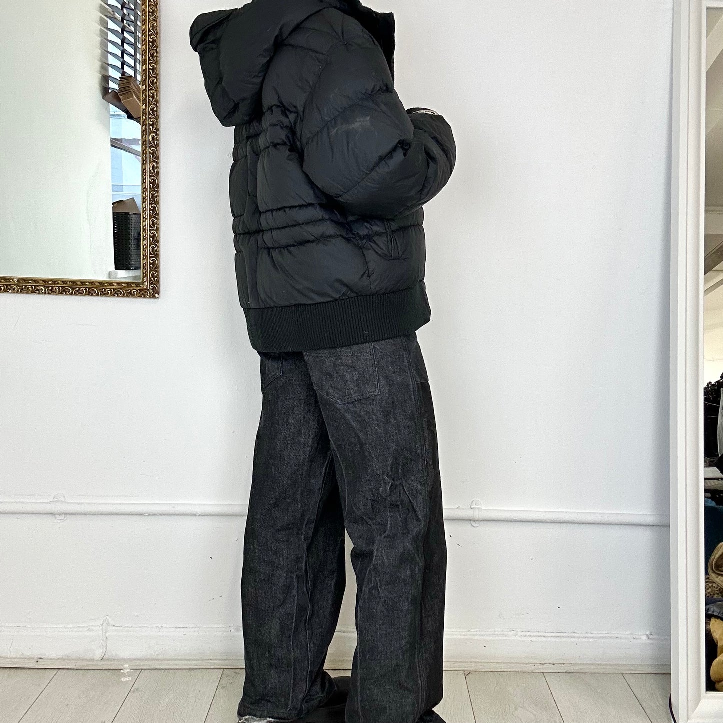 2000's black nike puffer coat