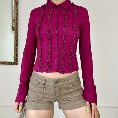 magenta 90’s frilly shirt