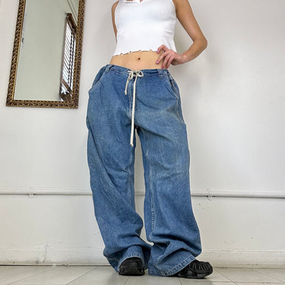 90's baggy drawstring jeans