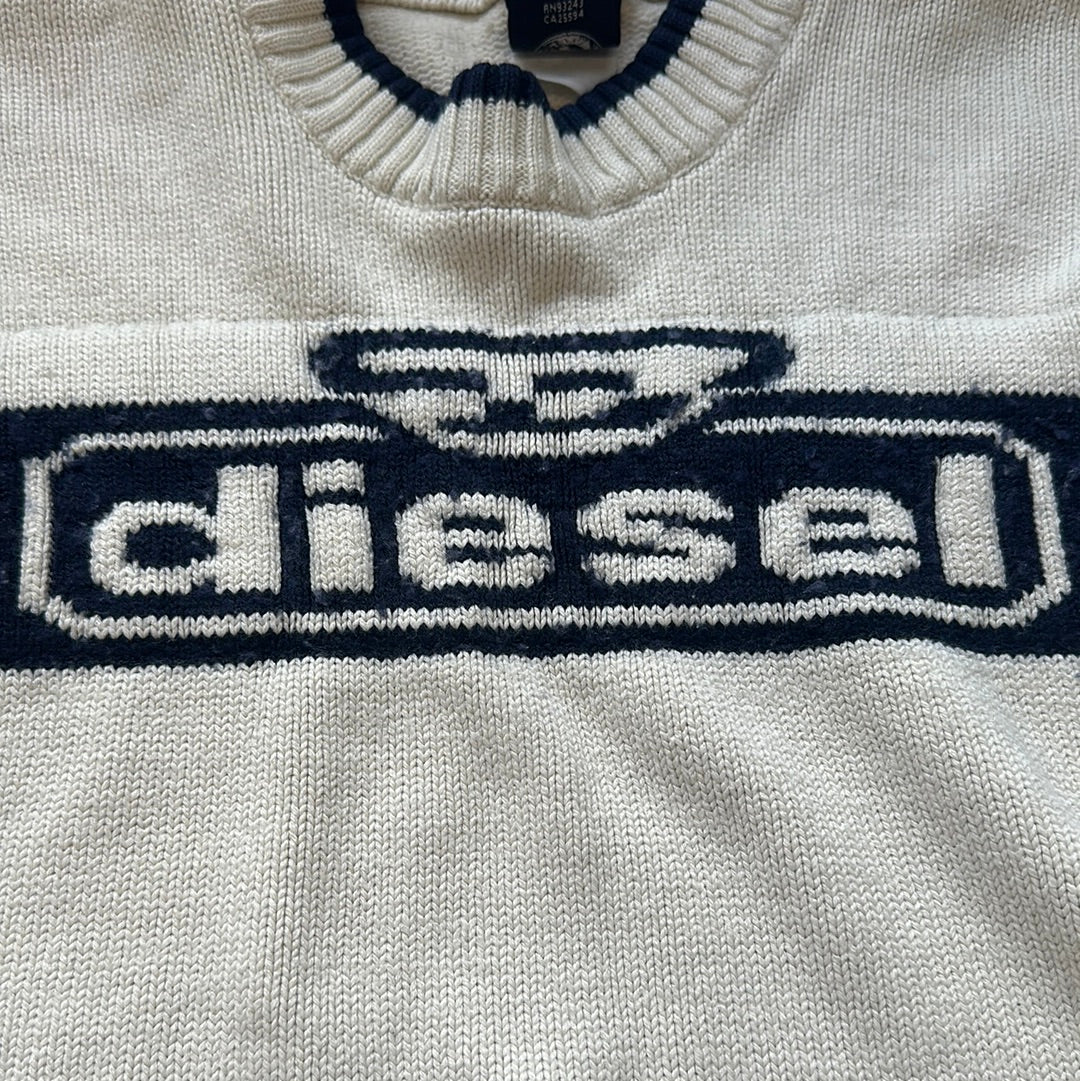 vintage diesel cream knit logo jumper