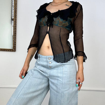 vintage mesh button up blouse