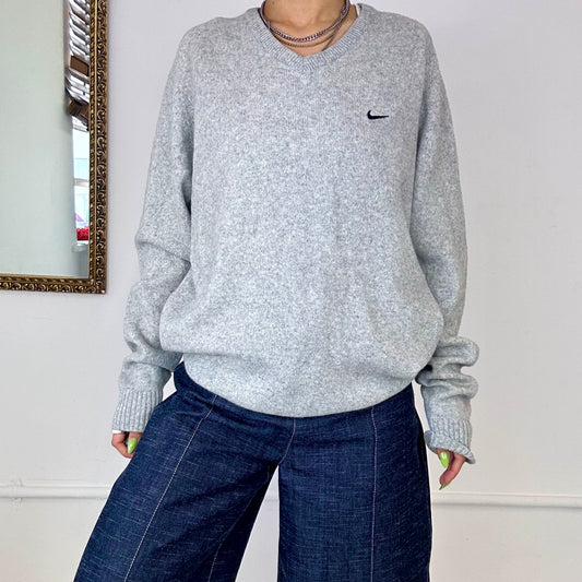 grey vintage knitted nike jumper