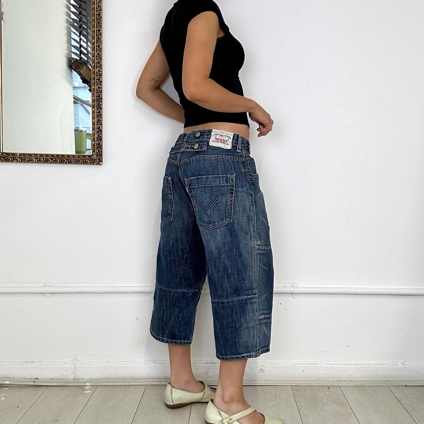 vintage long denim shorts by levi's