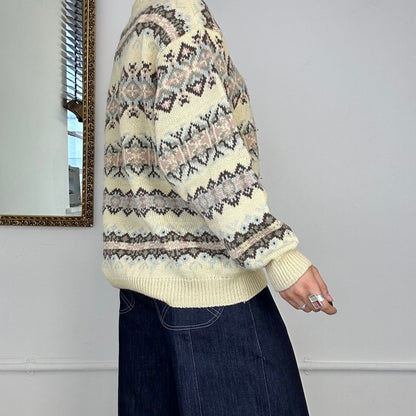 vintage wool patterned knitted jumper