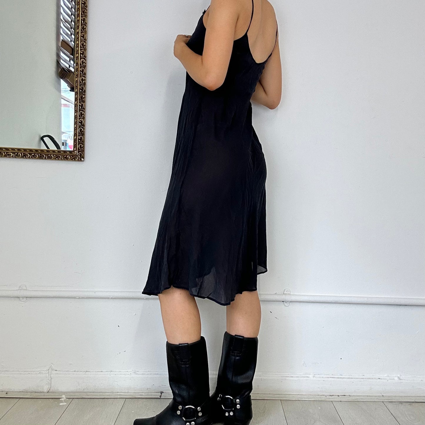 90's sheer black flowy dress