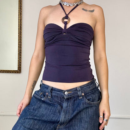 00's plum halter neck bandeau top