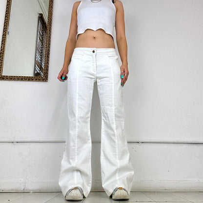 baggy flared white jeans