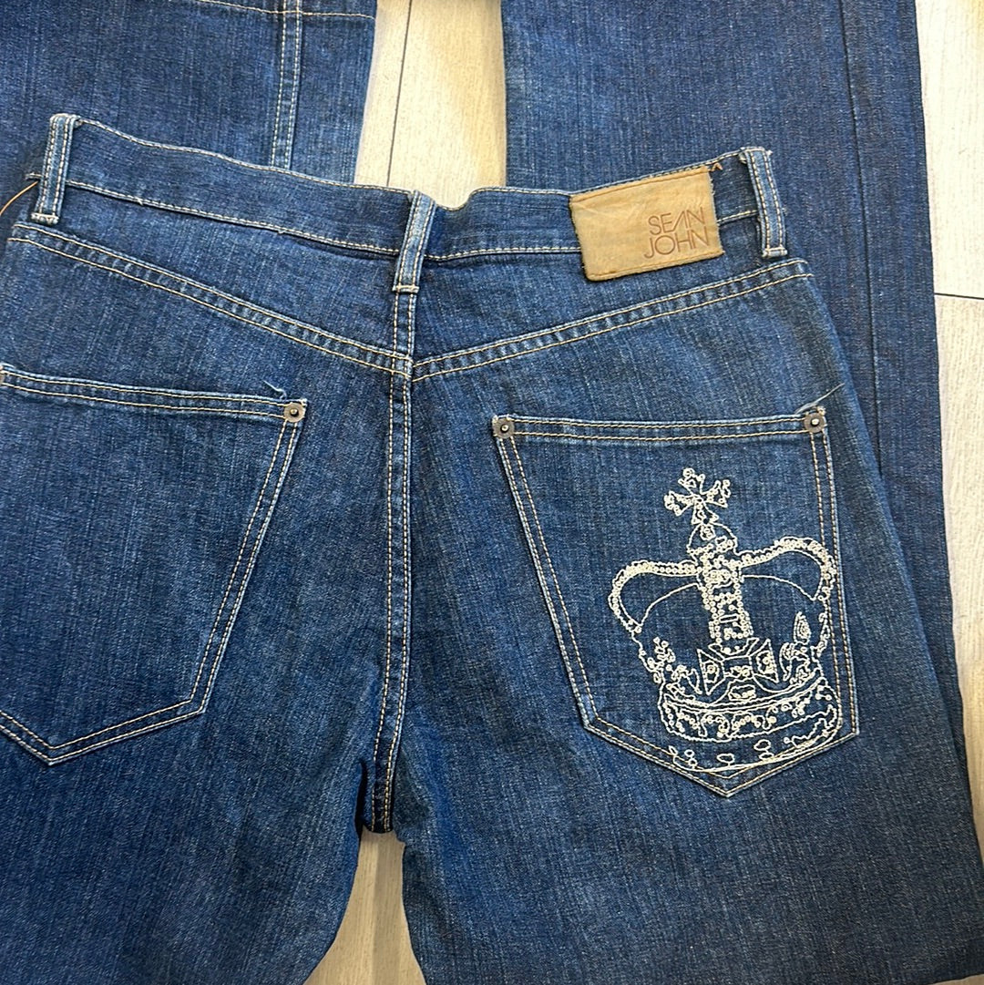 sean john wide leg navy jeans