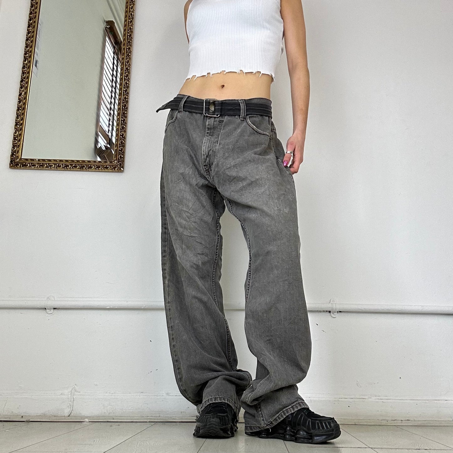 grey wash baggy jeans